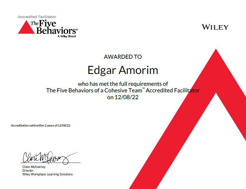 certificado the five behaviors accredited facilitator